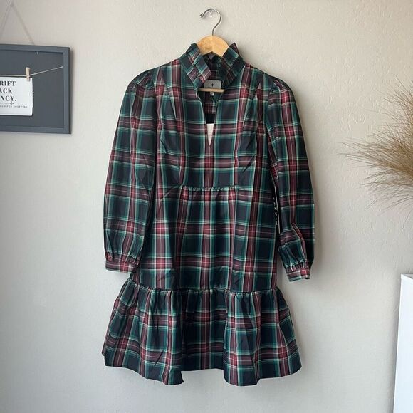 NEW‎ Tuckernuck Highland Tartan Plaid Palmerston Flounce Mini Dress Size Small - Picture 1 of 9